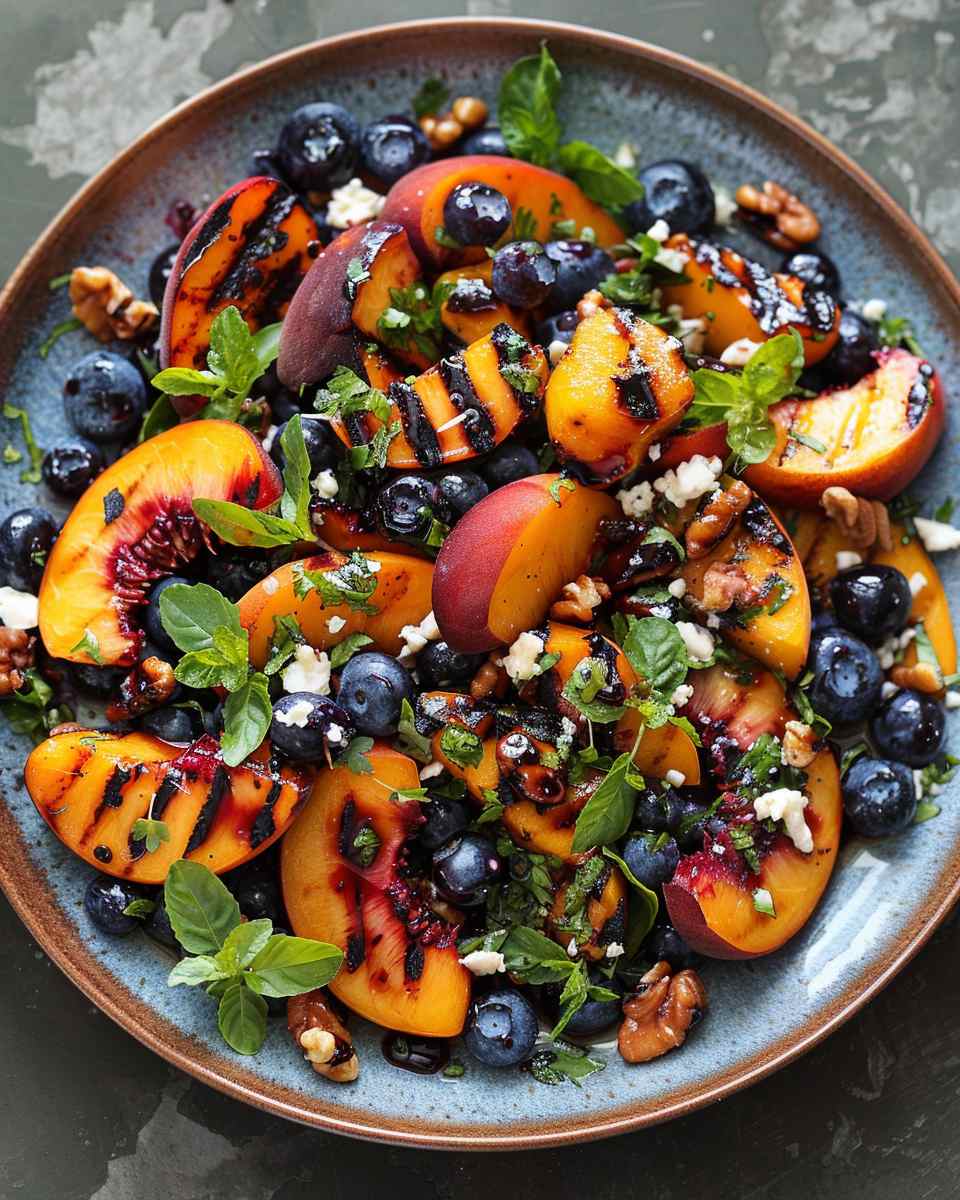 Grilled Peach Blueberry Salad