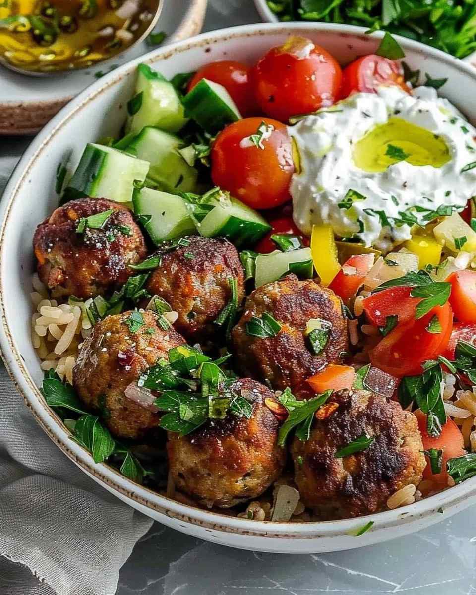 Greek Meatball Bowl