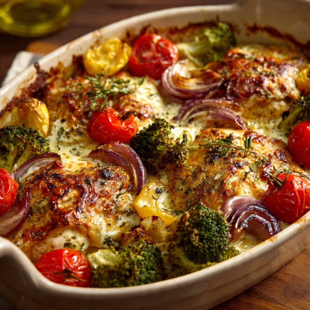Creamy Baked Feta Chicken and Veggies