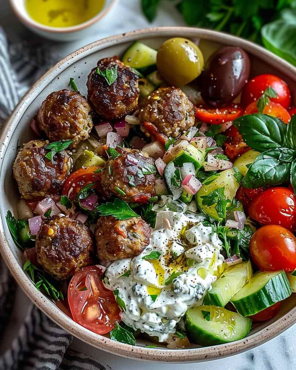 Greek Meatball Bowl