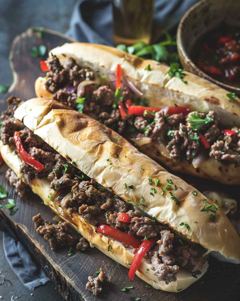 Ground Beef Philly Cheesesteaks For Lunch