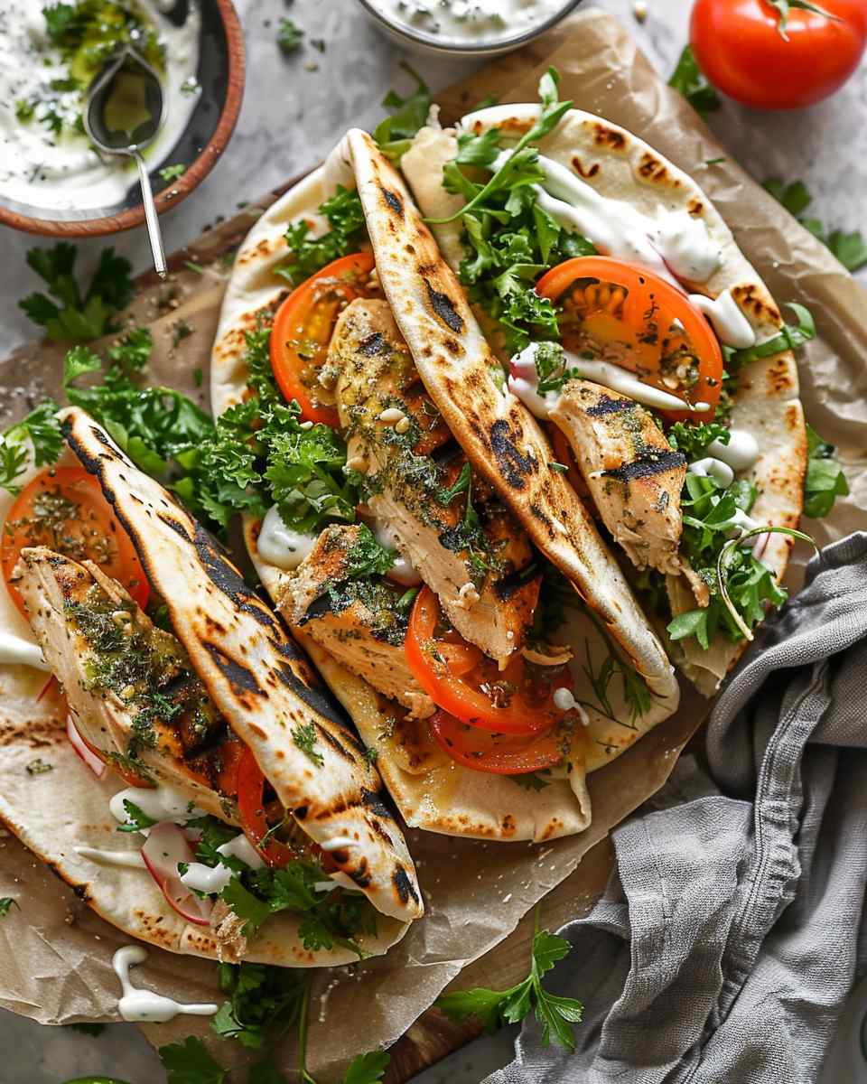 Easy Sheet Pan Chicken Pitas with Herby Ranch