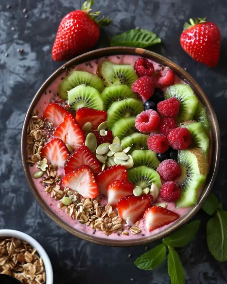 Strawberry Kiwi Smoothie Bowl For Healthy Breakfast