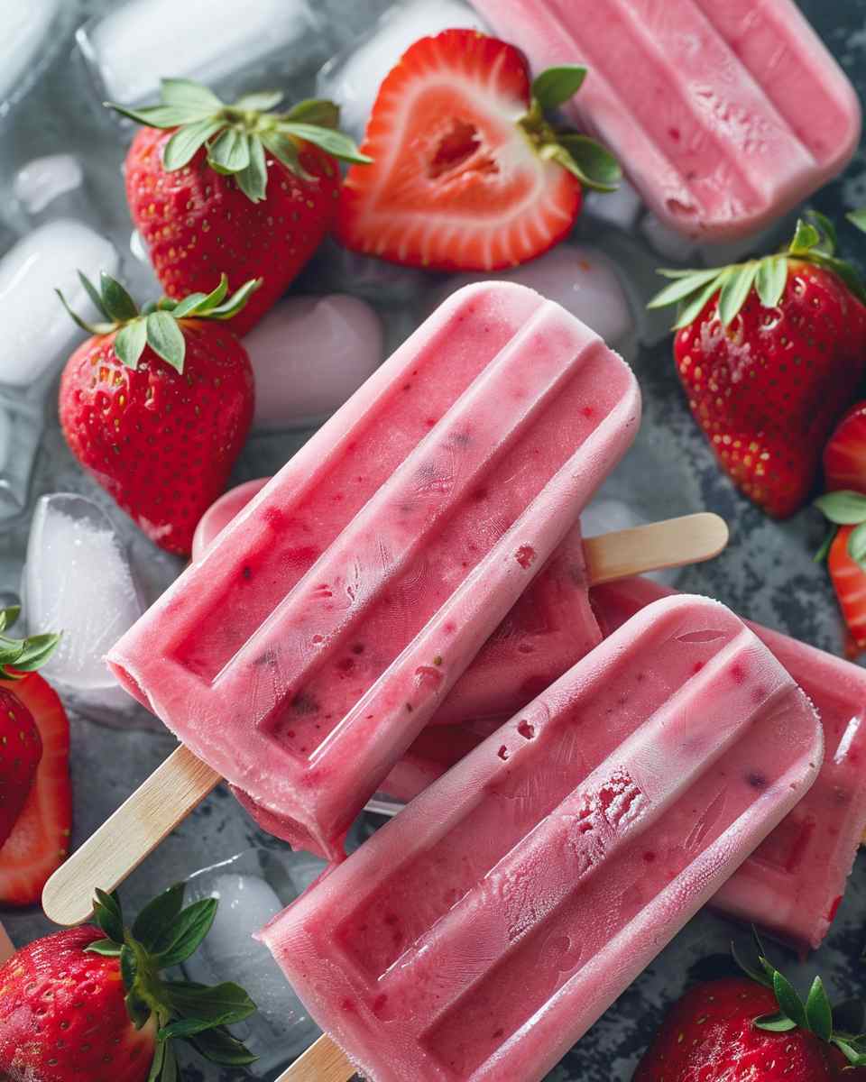 Strawberry Frozen Yogurt Ice Pops 5 Strawberry Frozen Yogurt Ice Pops