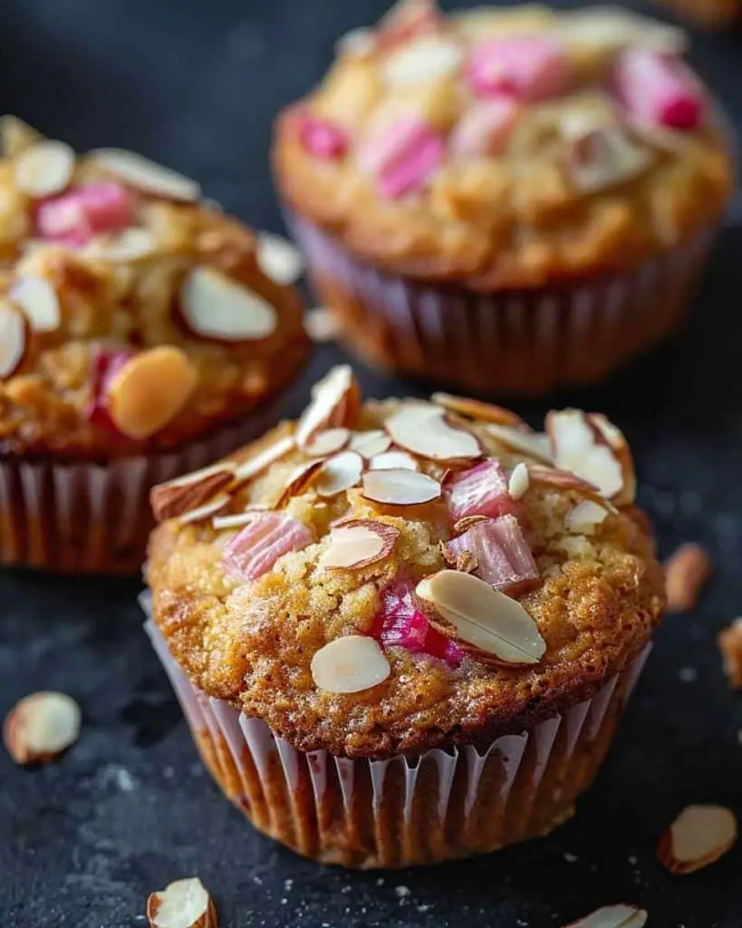 Easy Rhubarb Almond Muffins
