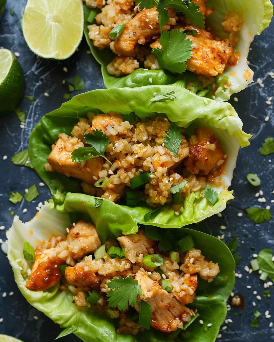 Honey-Lime Chicken Cauliflower Rice Lettuce Wraps 5 Honey-Lime Chicken Cauliflower Rice Lettuce Wraps