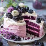 Blackberry Lavender Naked Cake with White Chocolate Buttercream