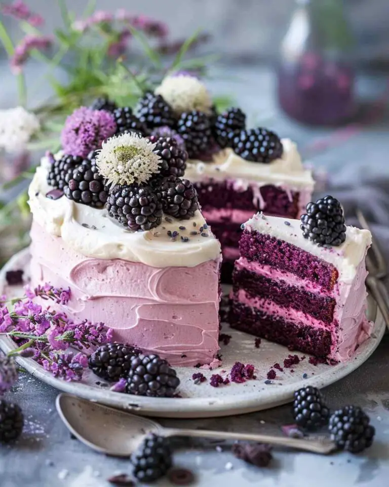 Blackberry Lavender Naked Cake with White Chocolate Buttercream