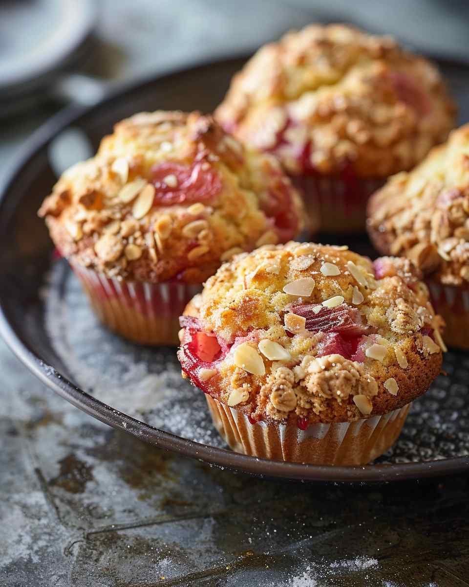 Easy Rhubarb Almond Muffins