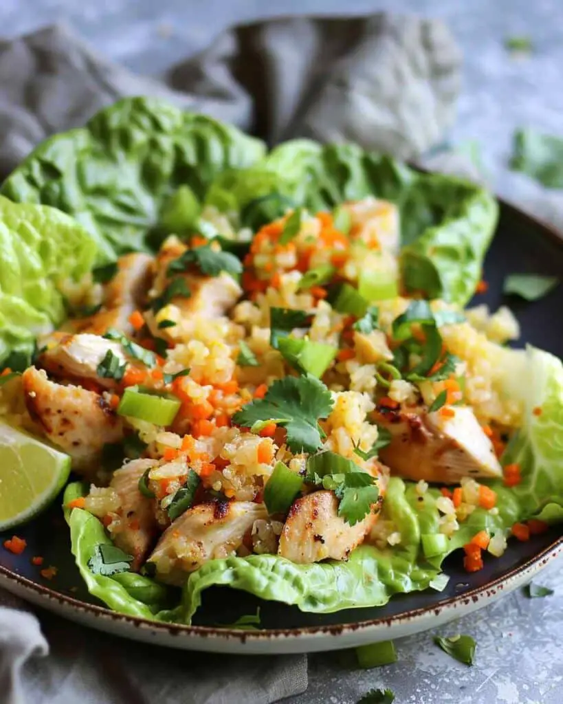 Honey-Lime Chicken Cauliflower Rice Lettuce Wraps