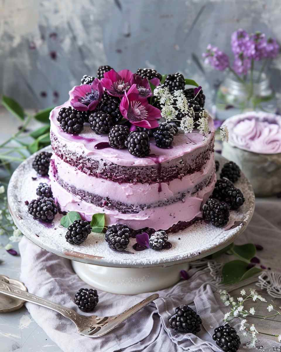 Blackberry Lavender Naked Cake with White Chocolate Buttercream 5 Blackberry Lavender Naked Cake with White Chocolate Buttercream