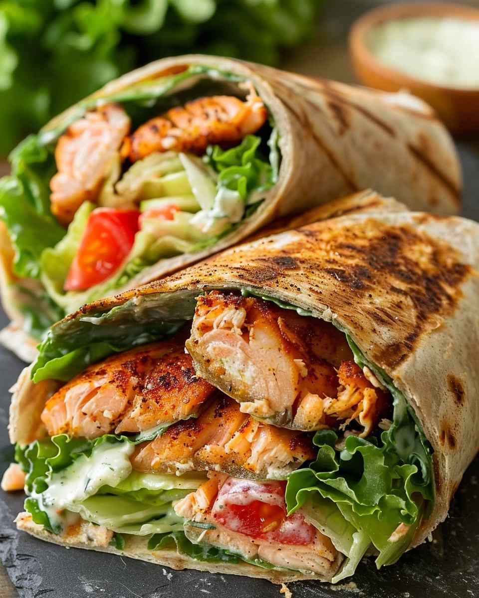 Blackened Salmon Caesar Wraps 6 Blackened Salmon Caesar Wraps