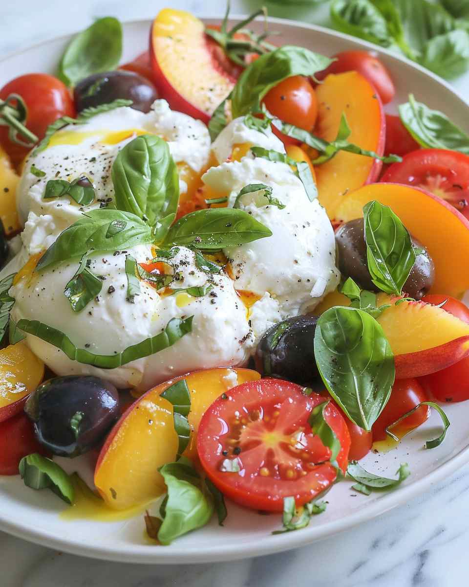 Tomato, Peach, and Burrata Salad 5 Tomato, Peach, and Burrata Salad