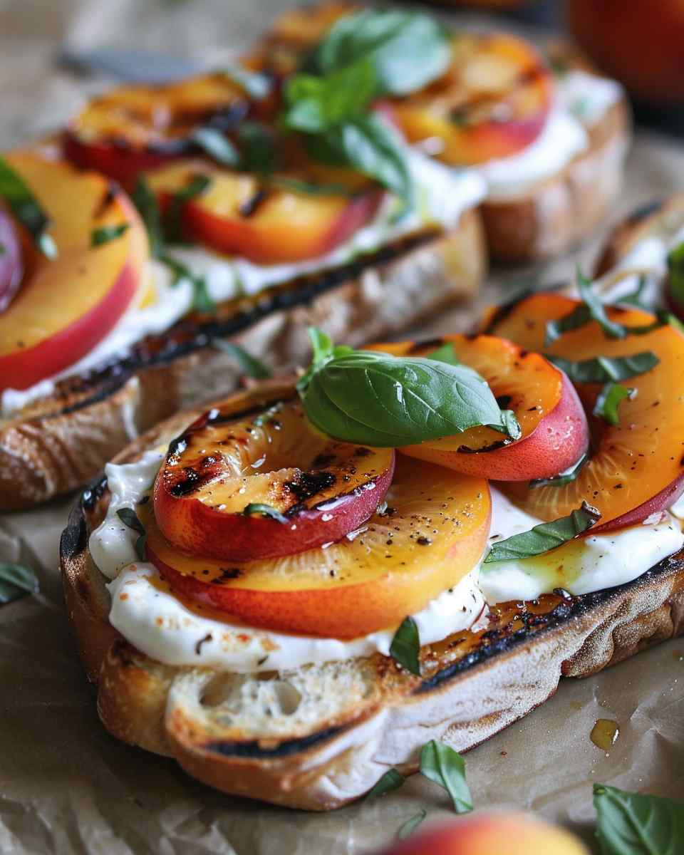 Grilled Peach Caprese Toast 5 Grilled Peach Caprese Toast