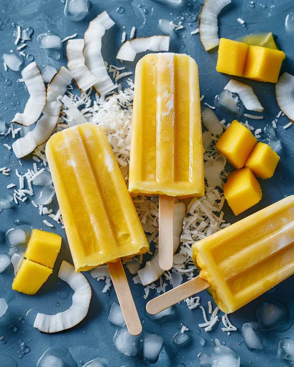 Coconut Mango Popsicles 5 Coconut Mango Popsicles
