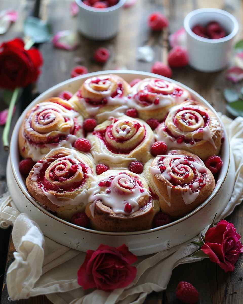 Easy Raspberry Rose Cheesecake Buns