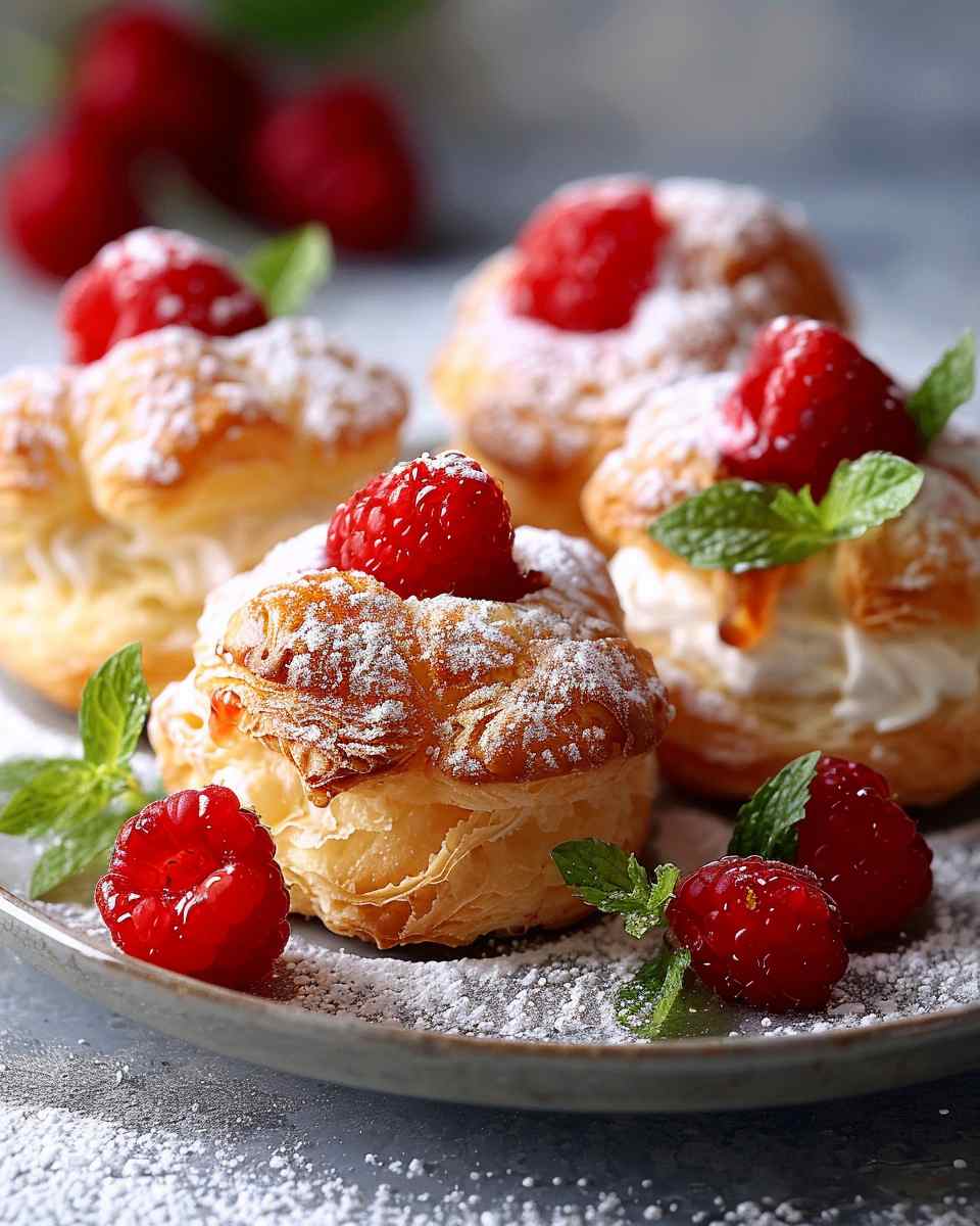 Berry-Glazed Cream Puffs 6 Berry-Glazed Cream Puffs