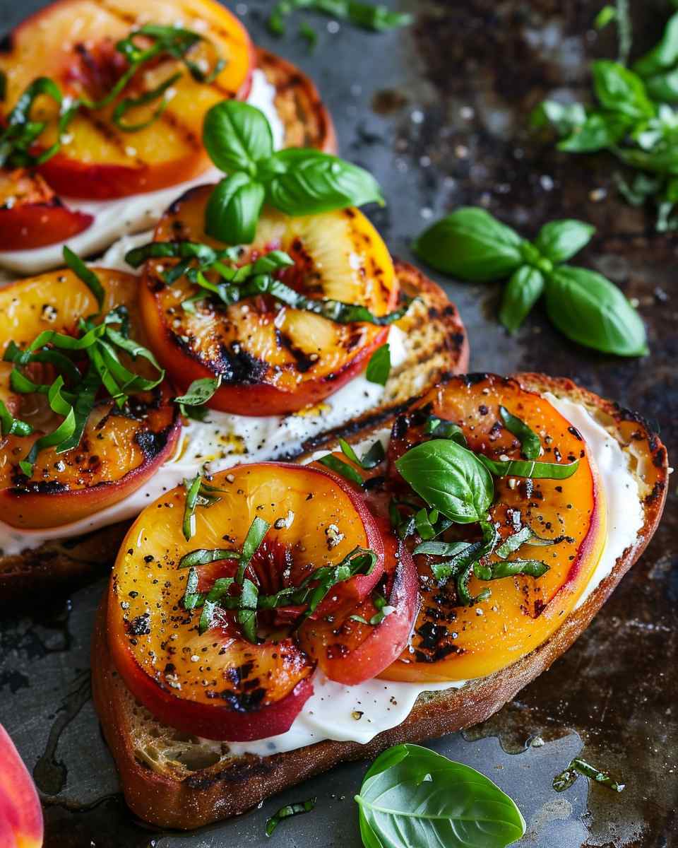 Grilled Peach Caprese Toast 6 Grilled Peach Caprese Toast