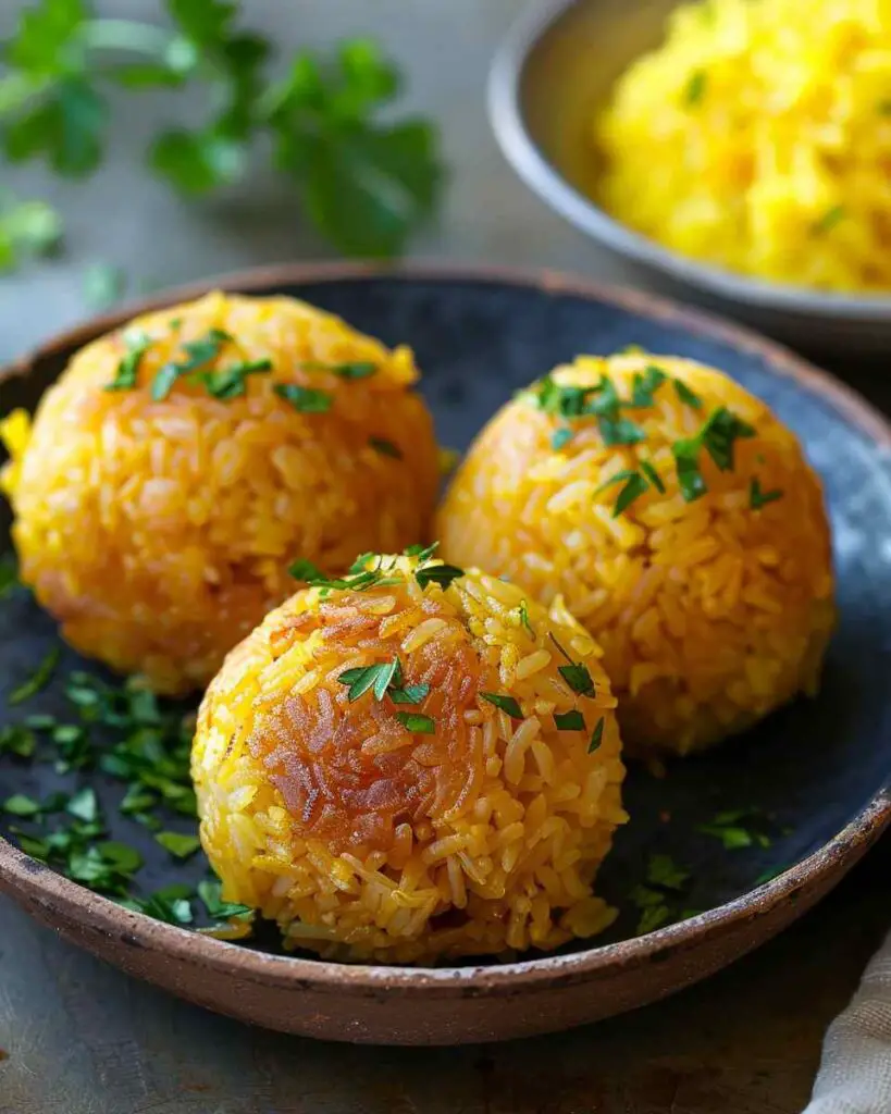 Golden Rice Balls with Beef
