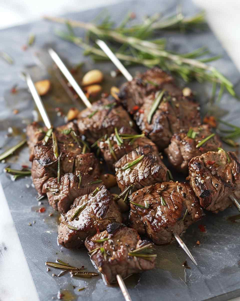 Rosemary Garlic Steak Kebabs 6 Rosemary Garlic Steak Kebabs