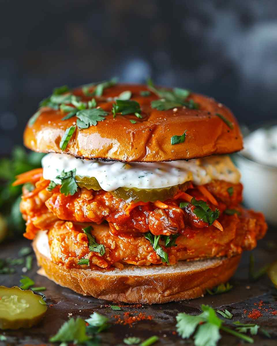 Spicy Chicken Sandwich with Creamy Sauce 6 Spicy Chicken Sandwich with Creamy Sauce