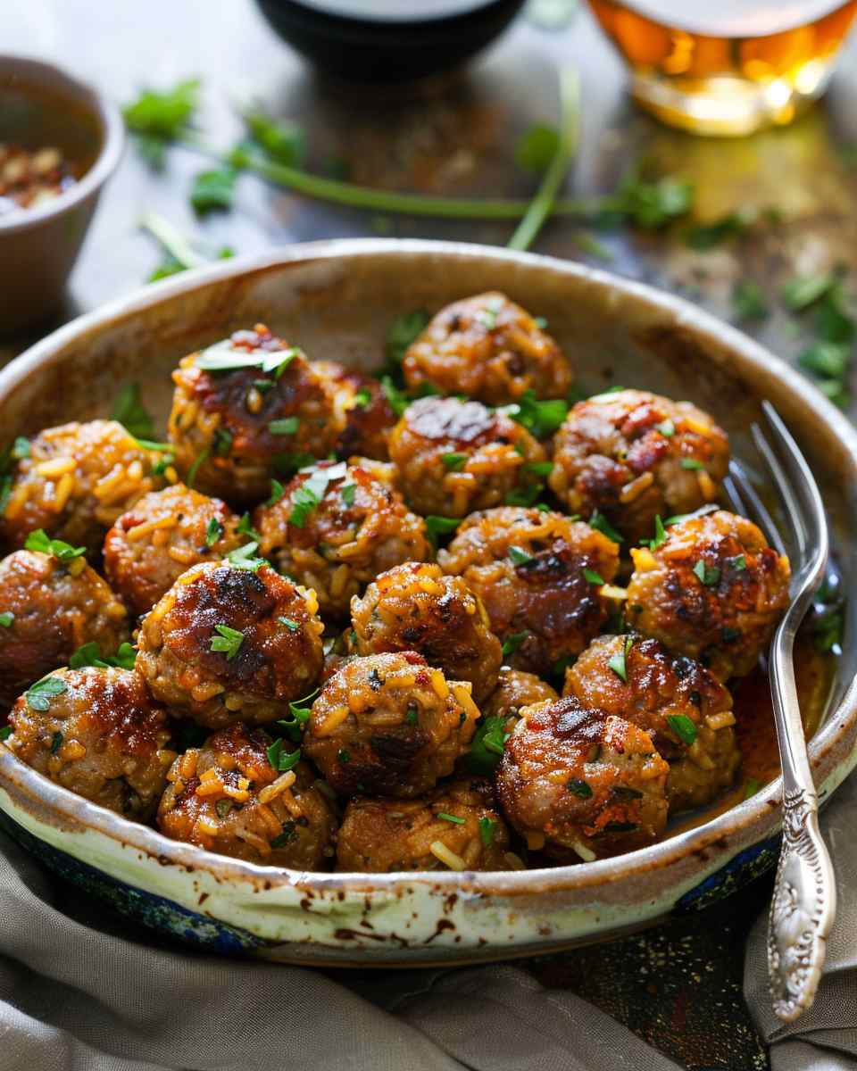 Golden Rice Balls with Beef