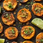 Spiced Roasted Sweet Potato Rounds with Lime & Crunch