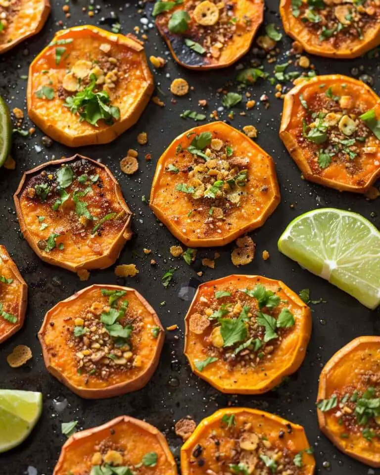 Spiced Roasted Sweet Potato Rounds with Lime & Crunch