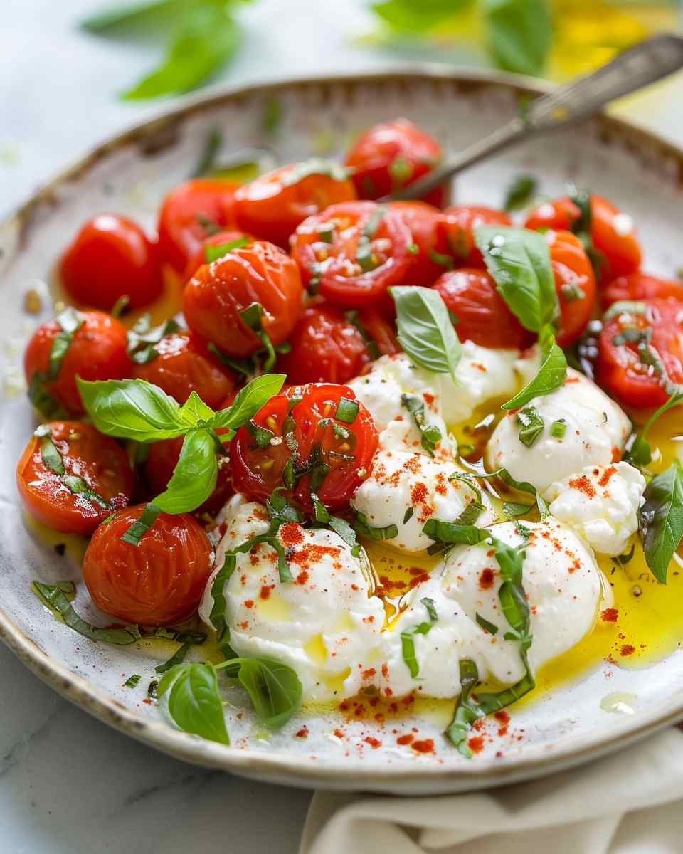Marinated Cherry Tomatoes with Burrata 6 Marinated Cherry Tomatoes with Burrata