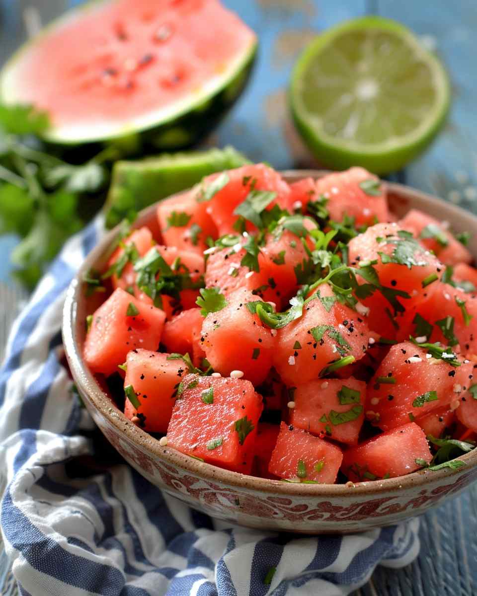 Spicy Watermelon Salad with Cilantro and Lime 6 Spicy Watermelon Salad with Cilantro and Lime