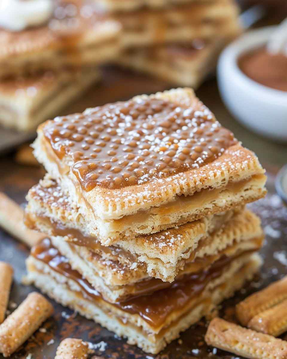 Easy Churro Saltine Toffee Bars with Cinnamon Sugar and Creamy Filling 6 Easy Churro Saltine Toffee Bars with Cinnamon Sugar and Creamy Filling