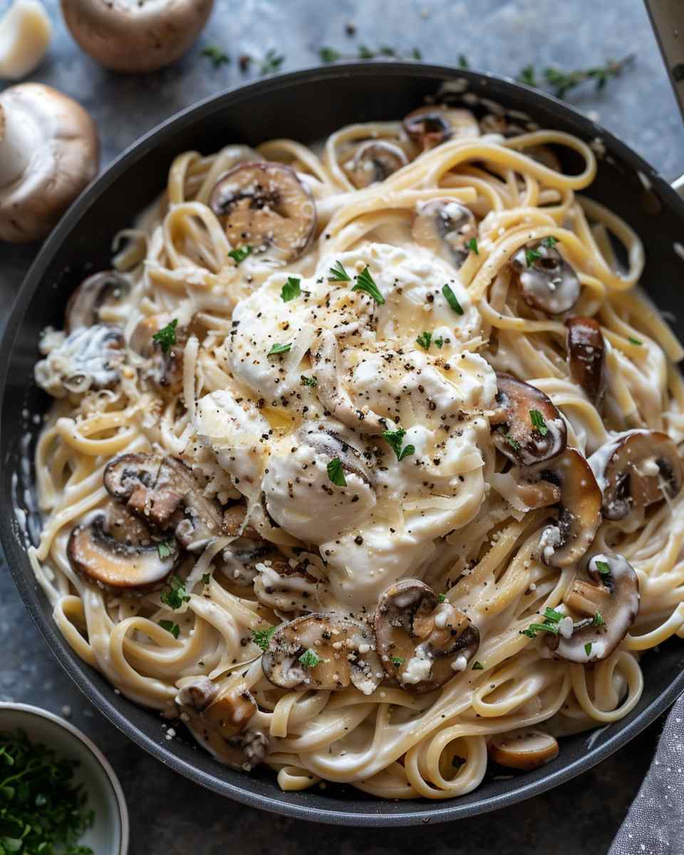 Creamy Chicken Mushroom Pasta with Burrata 5 Creamy Chicken Mushroom Pasta with Burrata