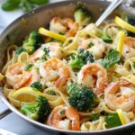 Healthy Shrimp & Broccoli Pasta With Lemon