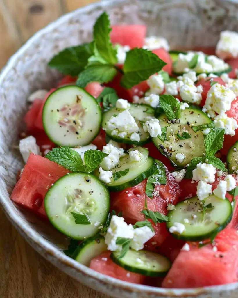 Watermelon Salad with Feta, Cucumber, and Mint