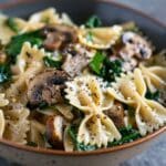 Bow Tie Pasta with Spinach and Mushrooms