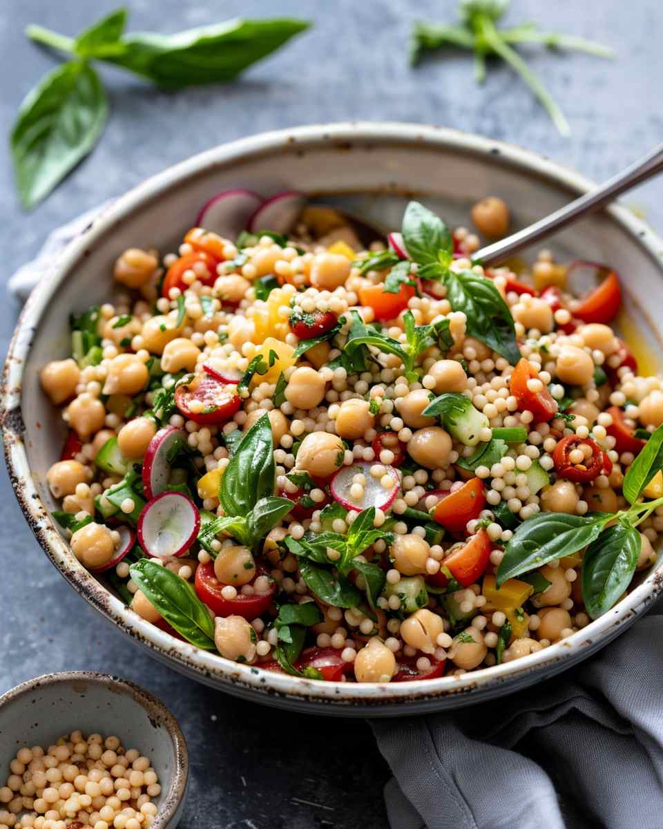 Summer Pearl Couscous Salad with Crispy Chickpeas 6 Summer Pearl Couscous Salad with Crispy Chickpeas