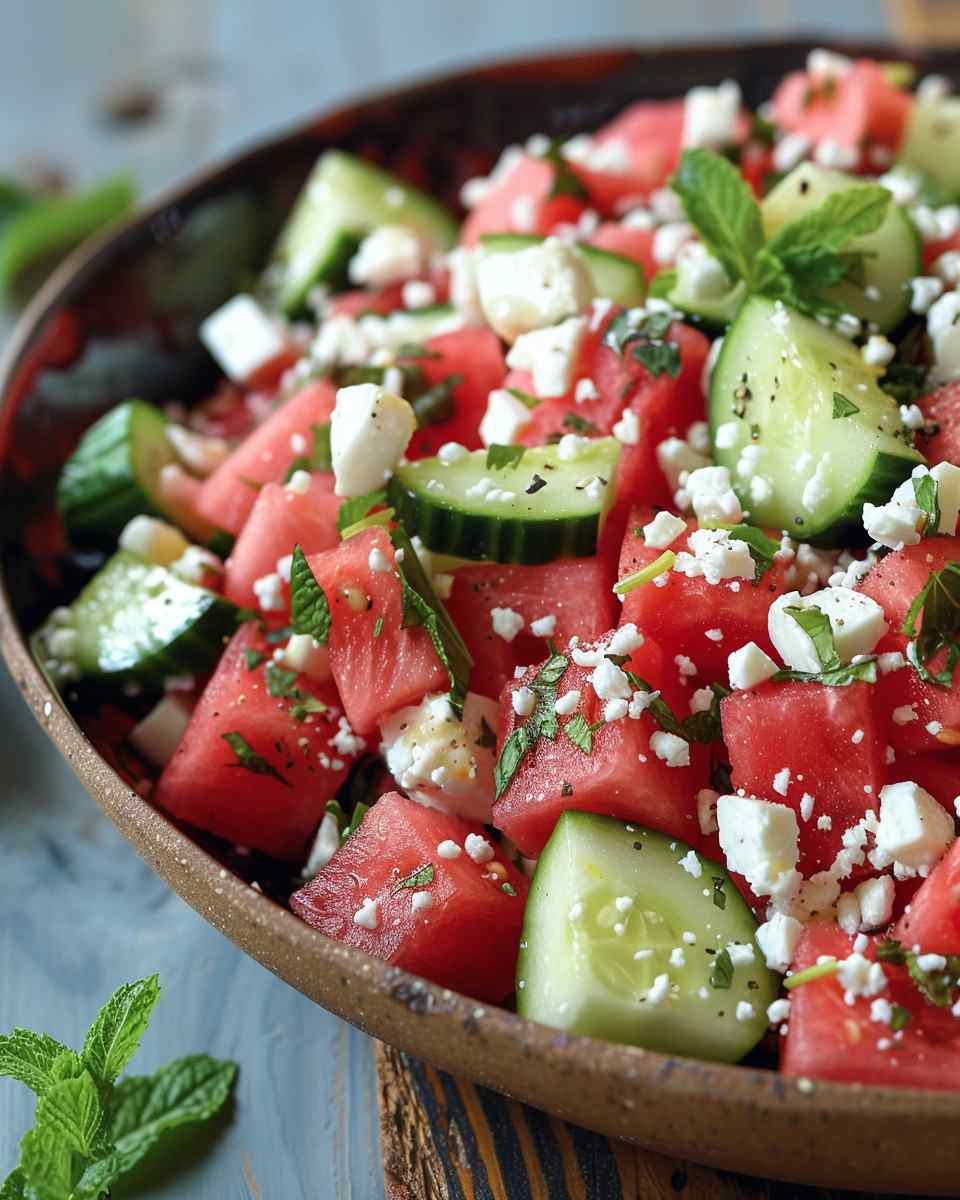 Watermelon Salad with Feta, Cucumber, and Mint 6 Watermelon Salad with Feta, Cucumber, and Mint
