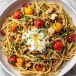 Chicken Spaghetti with Burrata and Lemon Butter Garlic Sauce Recipe