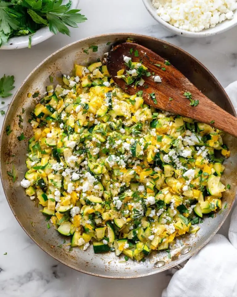 Sautéed Zucchini and Yellow Squash with Feta and Fresh Herbs Recipe
