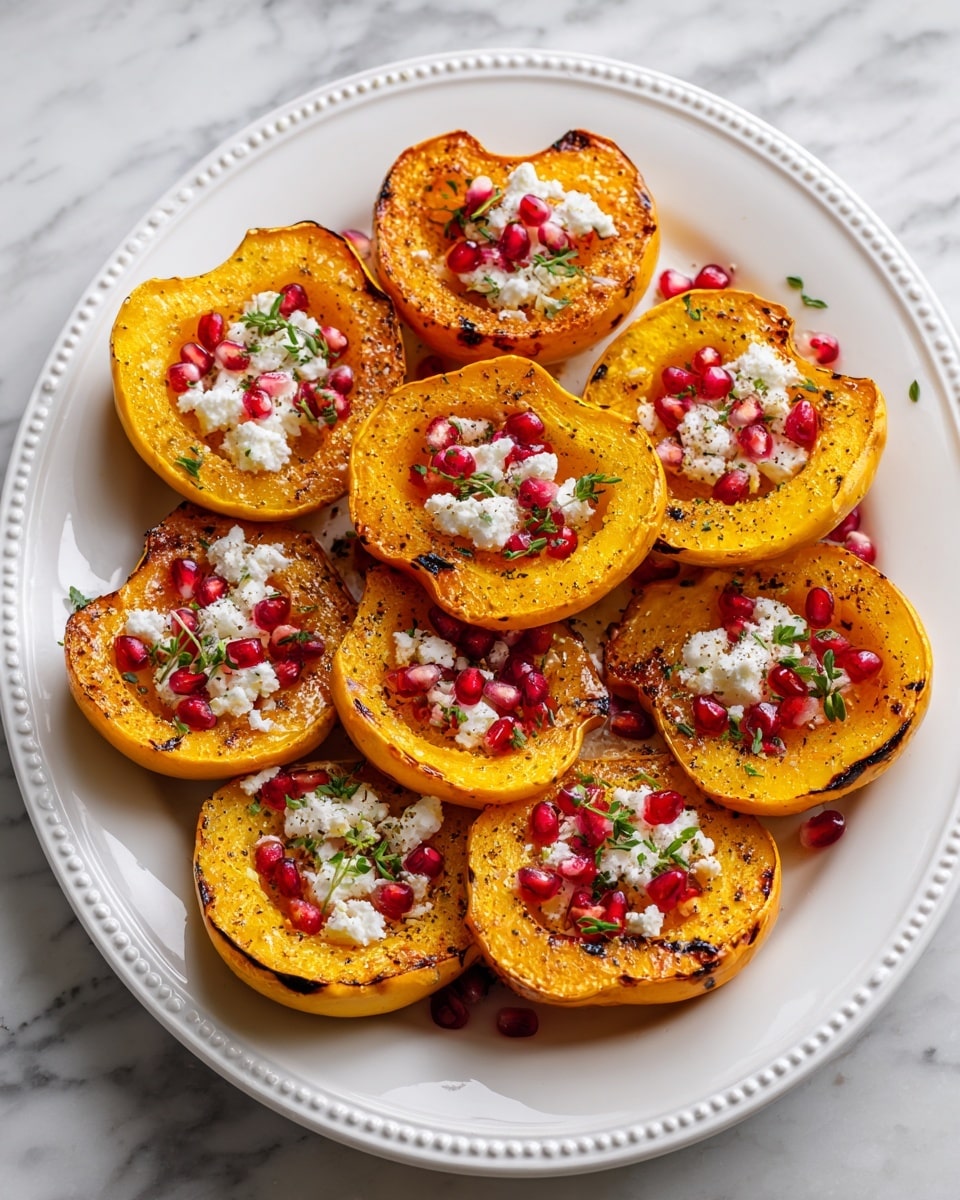 Roasted Carnival Squash with Feta and Pomegranate Recipe