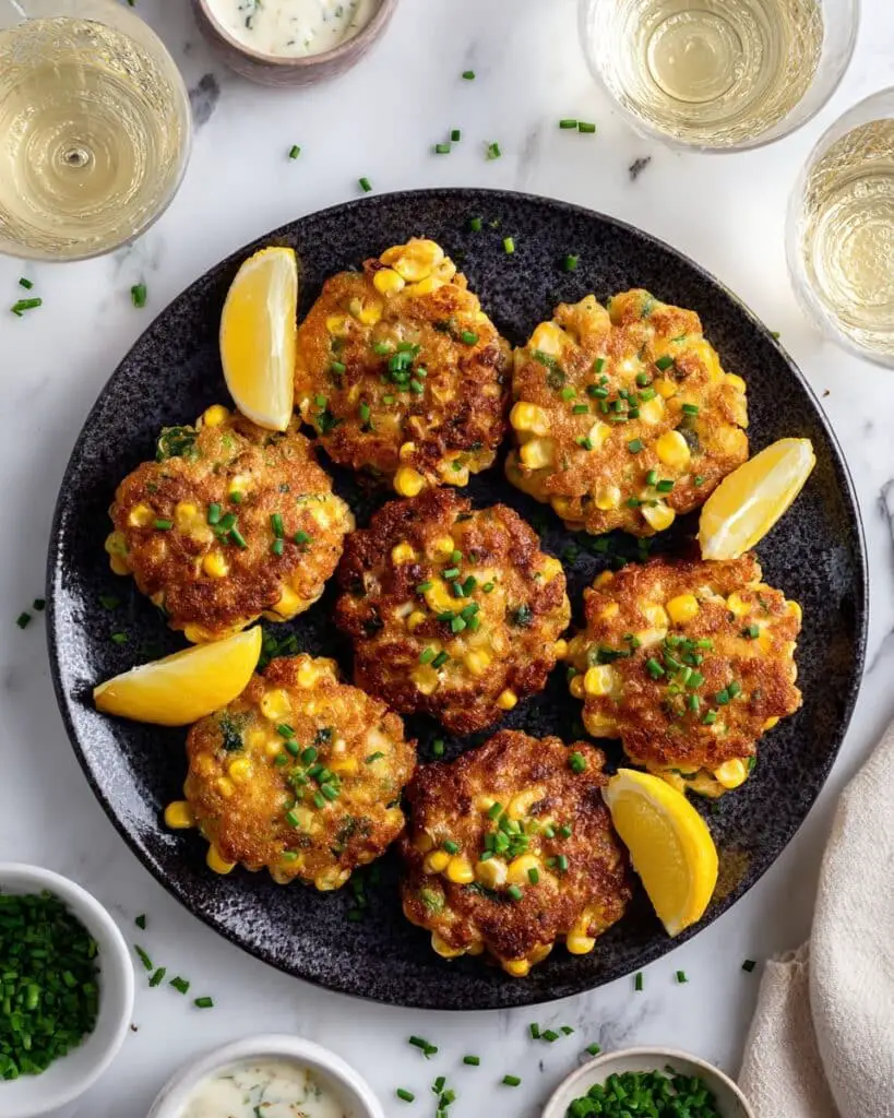 Chicken Zucchini Fritters with Lemon Chive Sour Cream Recipe
