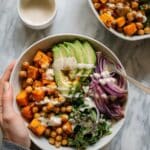 Chickpea and Sweet Potato Power Bowl with Tahini Lemon Sauce Recipe