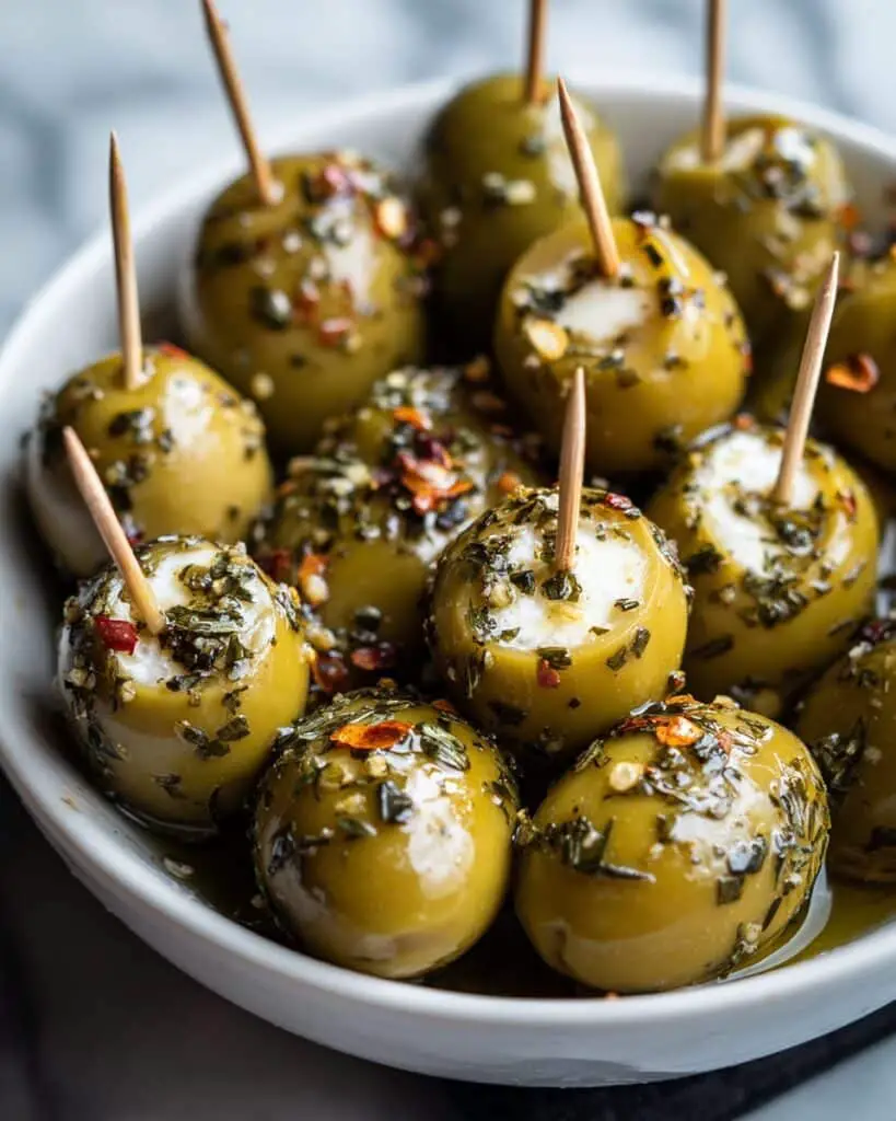 Stuffed Castelvetrano Olives with Garlic and Herb Boursin Recipe