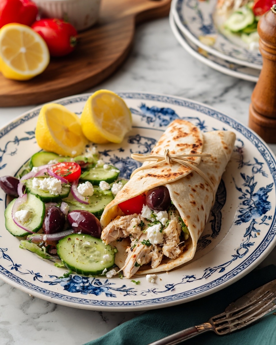Greek Chicken Flatbreads with Tzatziki and Greek Salad Recipe