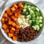 Ground Beef Sweet Potato Bowl with Avocado, Cottage Cheese, and Hot Honey Recipe