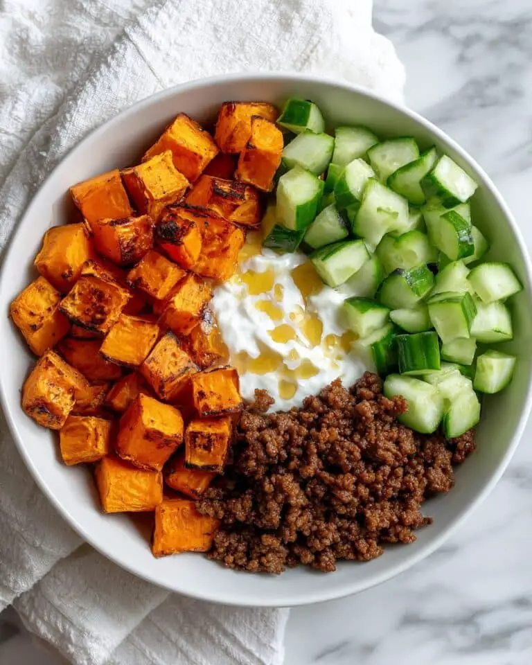 Ground Beef Sweet Potato Bowl with Avocado, Cottage Cheese, and Hot Honey Recipe