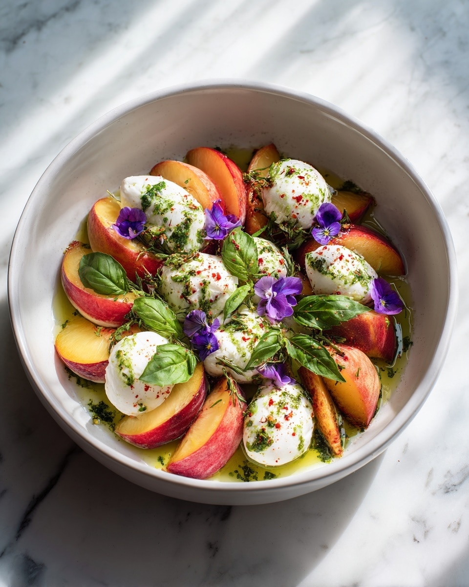 Peach Burrata Basil Summer Salad Recipe