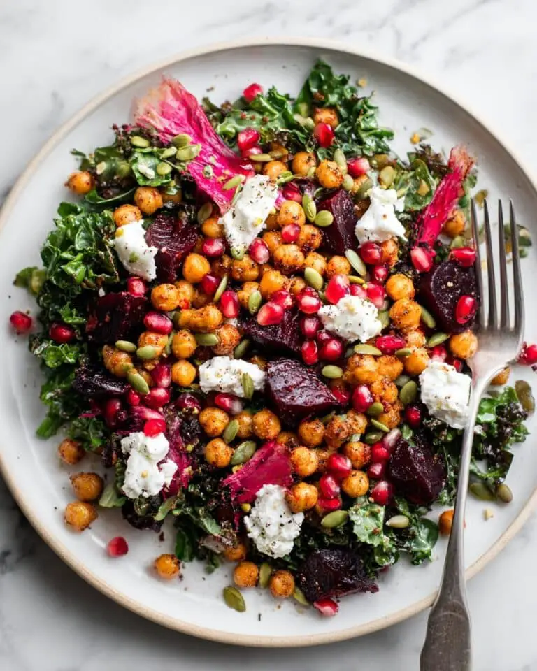 Roasted Beet and Chickpea Salad with Pomegranate and Goat Cheese Recipe