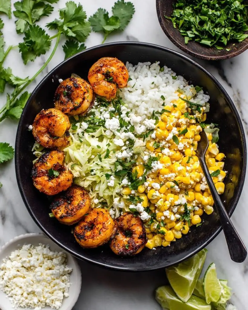 Shrimp Rice Bowl with Mexican Street Corn Recipe