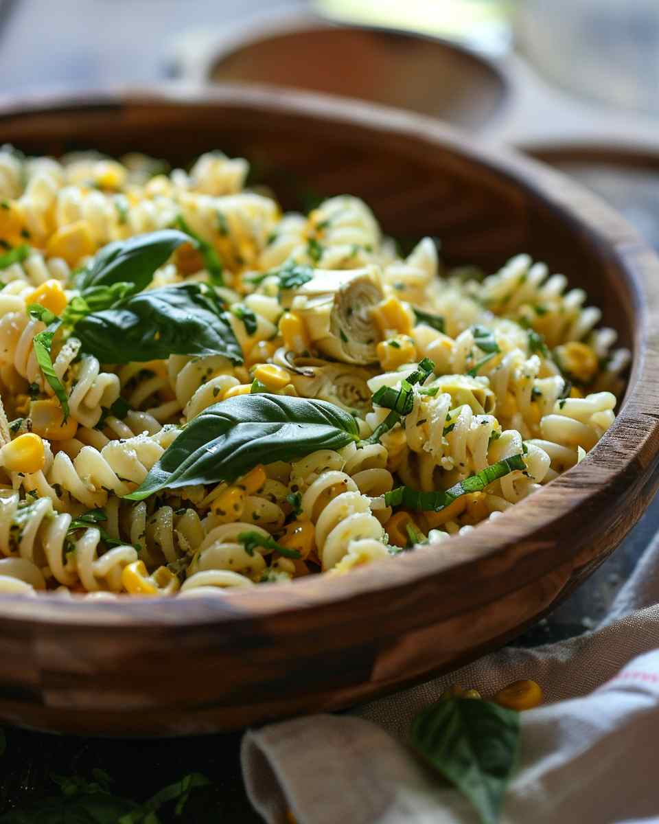 Artichoke Basil and Corn Pasta Salad 5 Artichoke Basil and Corn Pasta Salad